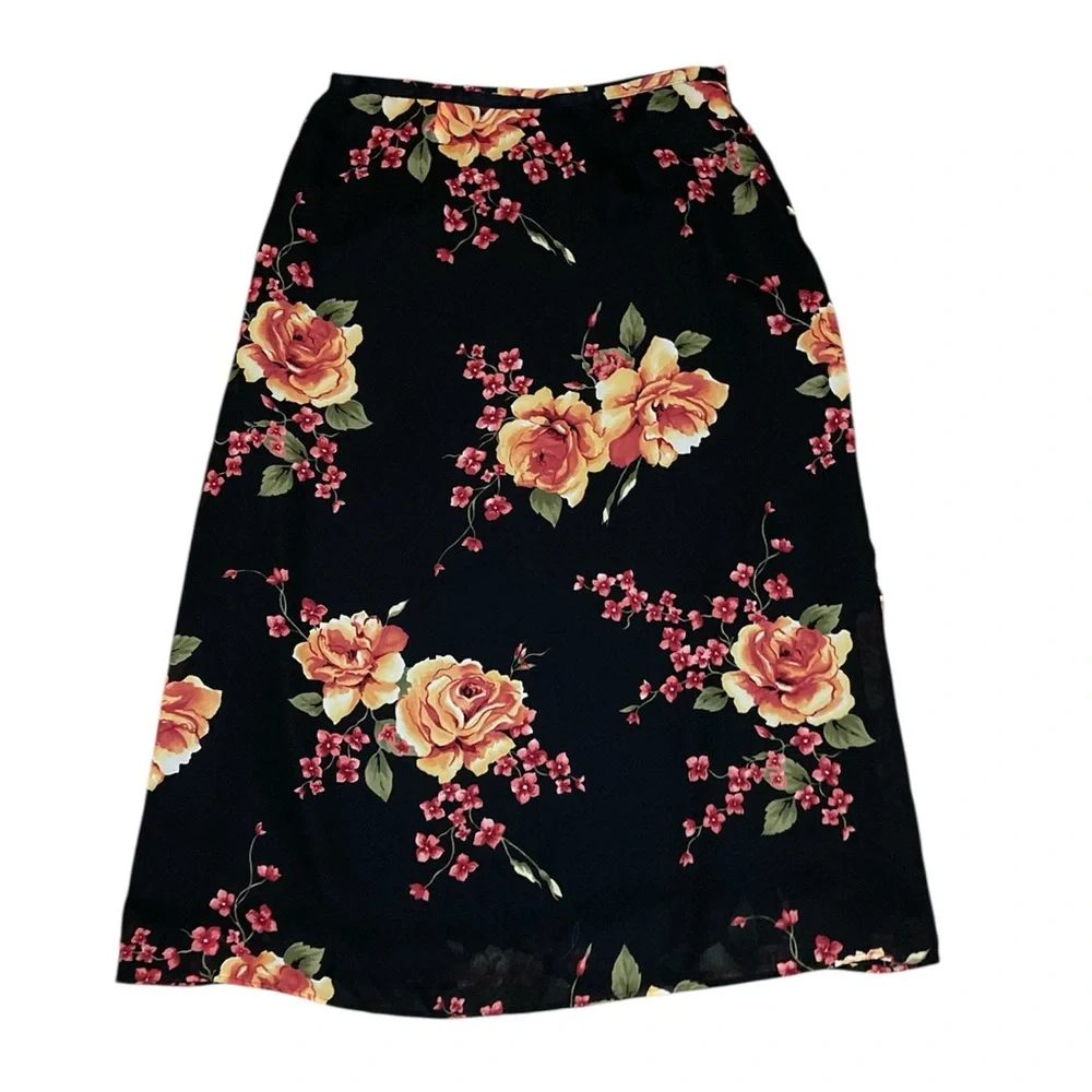 Jaclyn Smith Orange and Pink Maxi A-Line Skirt